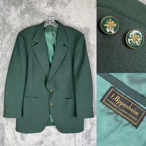 Vintage 70s Blazer Suit Jacket Mens 42" Chest Kelly Green Academia Old Money